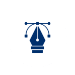 Pen tool icon with black circular border.